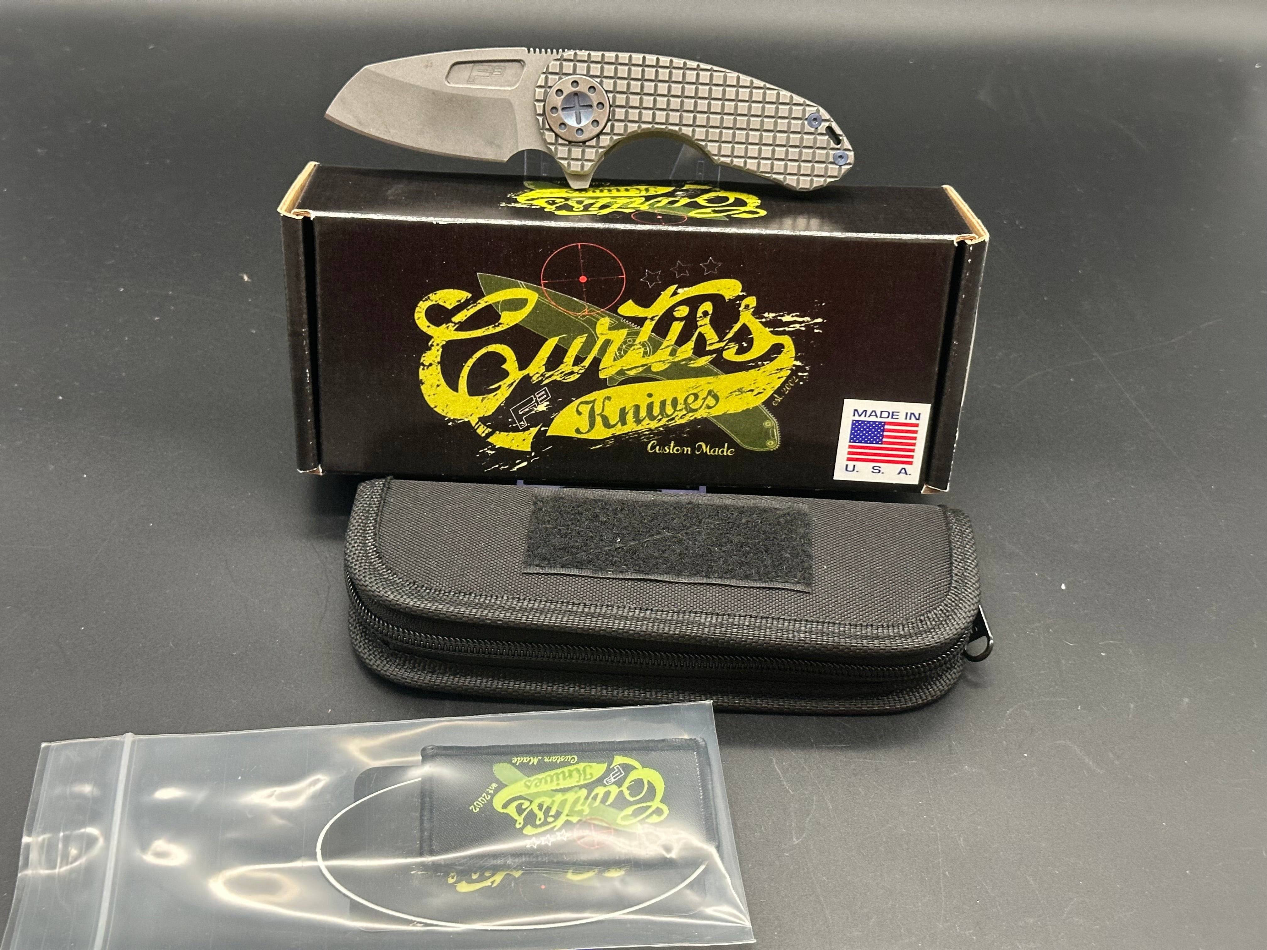 Curtiss Custom Knives F3 Compact Wharny Flipper Knife - Smooth Blasted Titanium Handle, MagnaCut Steel Blade - EDC, Outdoor, Tactical & Survival Use