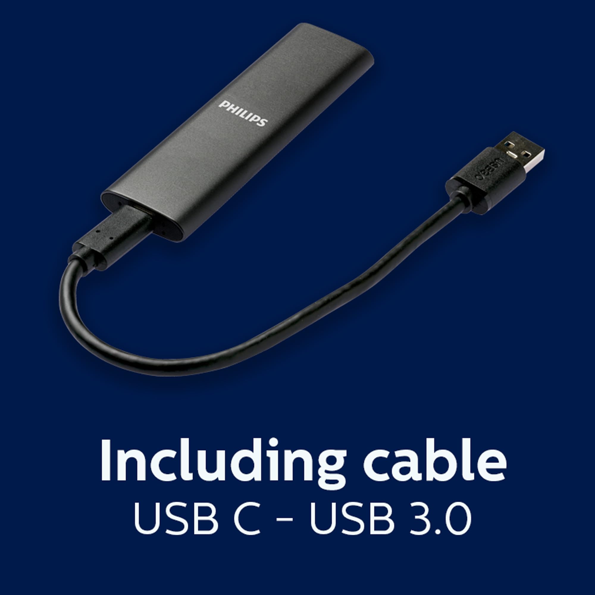 PHILIPS 1TB Portable External SSD - Ultra Fast SATA USB-C 3.1 Drive with 540MB/s Read & Write Speed - Aluminum Enclosure for Mac, PC, Laptop, Gaming & Photo Storage