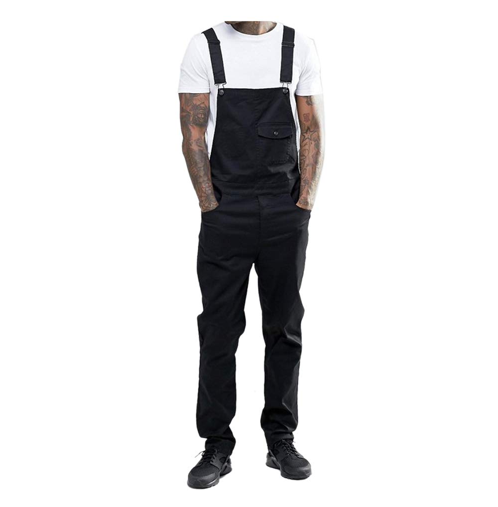 **Men's Slim Fit Denim Bib Overalls - Fashion Jumpsuit Workwear with Pocket | Durable & Stylish Dungaree Pants for Work, Casual Wear & Outdoor Activities**