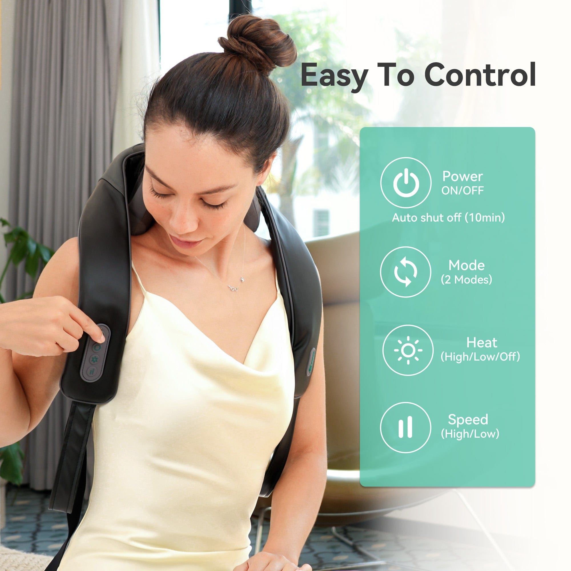 Snailax 4D Deep Kneading Handheld Cordless Massager for Neck & Back Pain Relief - Portable Muscle Massage with Adjustable Bandage - Perfect for Home, Office, and Travel Use