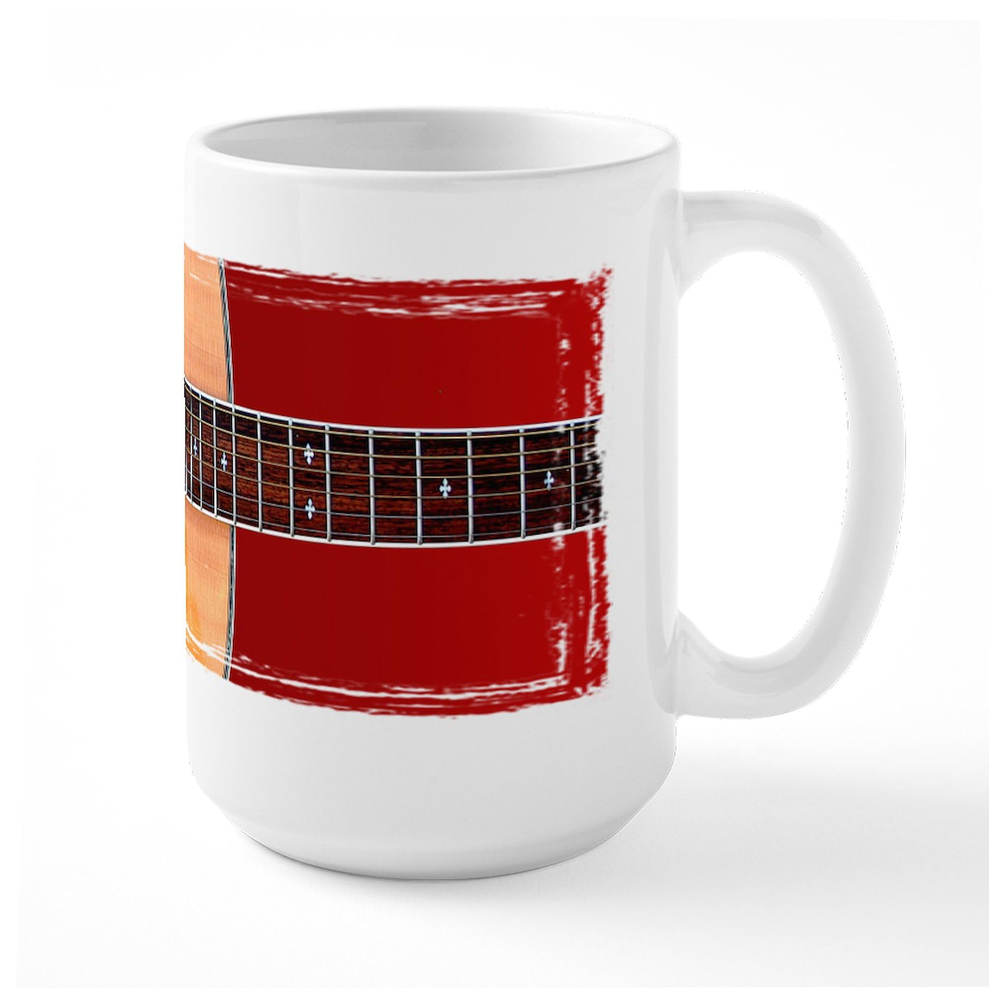 Acoustic Guitar Large Coffee Mug - 15 oz White Ceramic Cup for Tea, Coffee & Hot Drinks - Perfect for Musicians, Guitar Lovers & Office Use