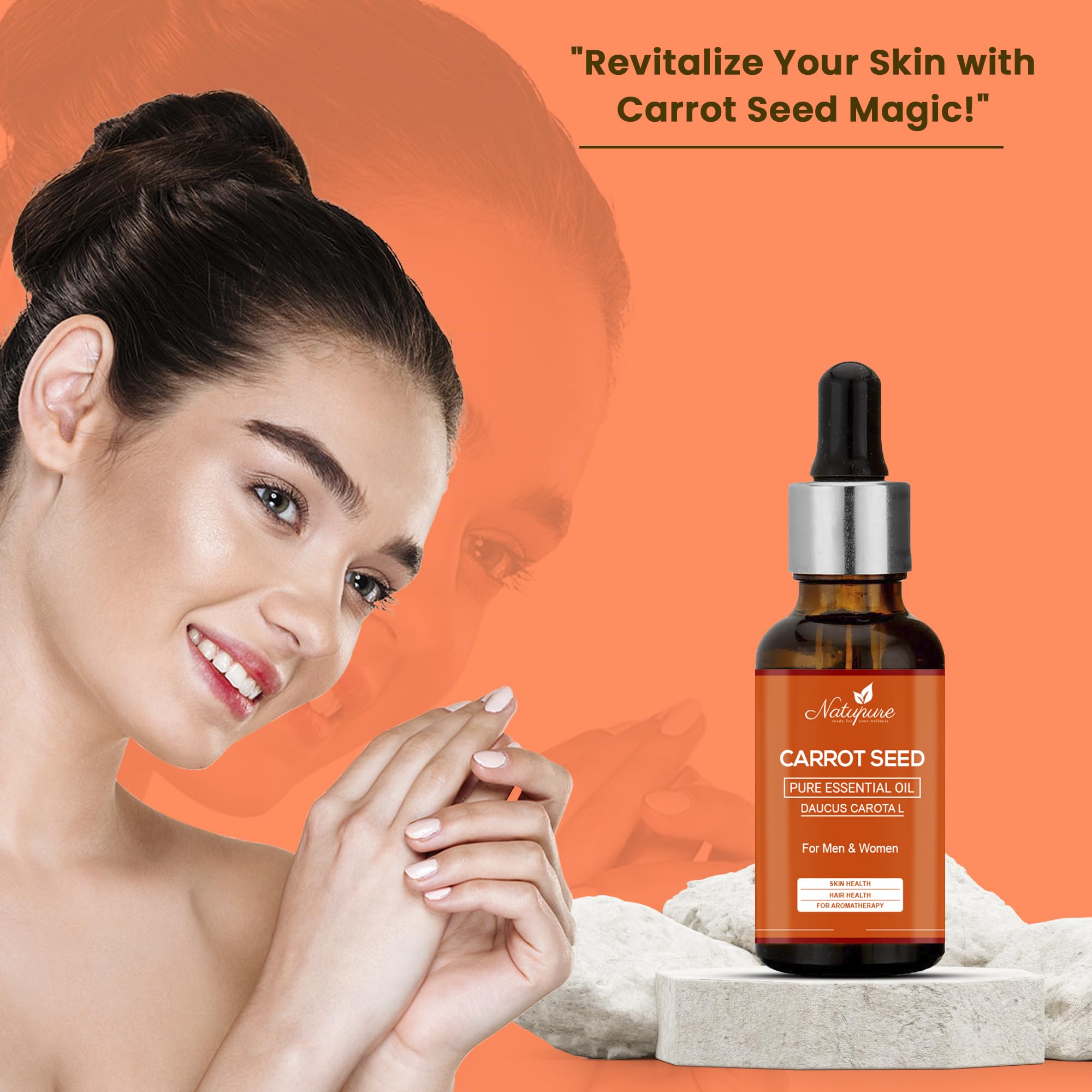 Natupure 100% Pure Carrot Seed Essential Oil - Undiluted, Natural for Skin & Hair Care - 30ml Bottle - Perfect for Aromatherapy, Massage & DIY Beauty Recipes