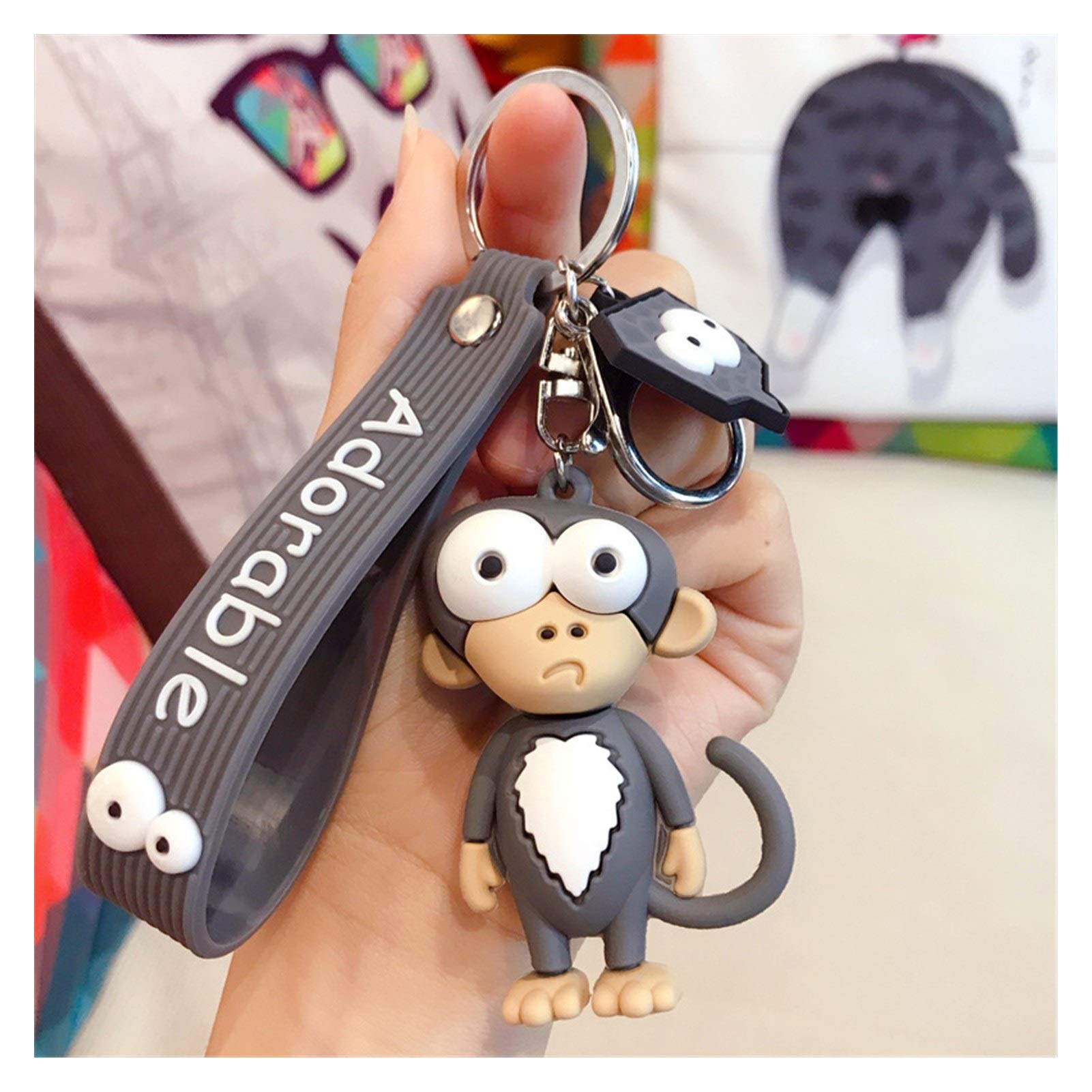 Cute Cartoon Monkey Keychain - Funny Animal Key Ring for Women, Girls - Durable Metal Key Holder for Purse, Backpack, Car Keys - Perfect Gift for Birthday, Christmas (Color: 2)