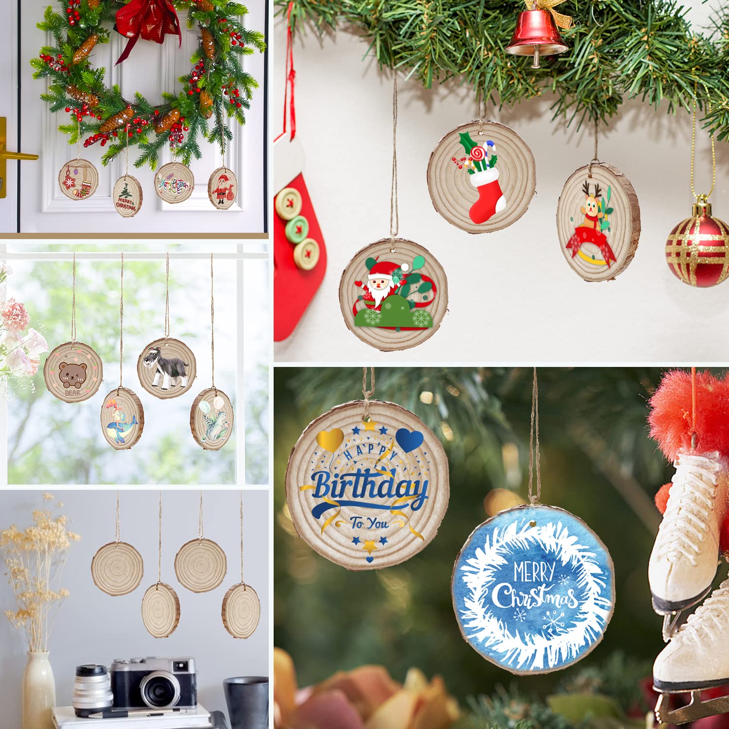 Natural Wood Slices for DIY Crafts - Rustic Wooden Log Discs for Wedding Decor, Centerpieces, and Home Decoration - Perfect for Scrapbooking, Table Numbers, and Rustic Wedding Favors