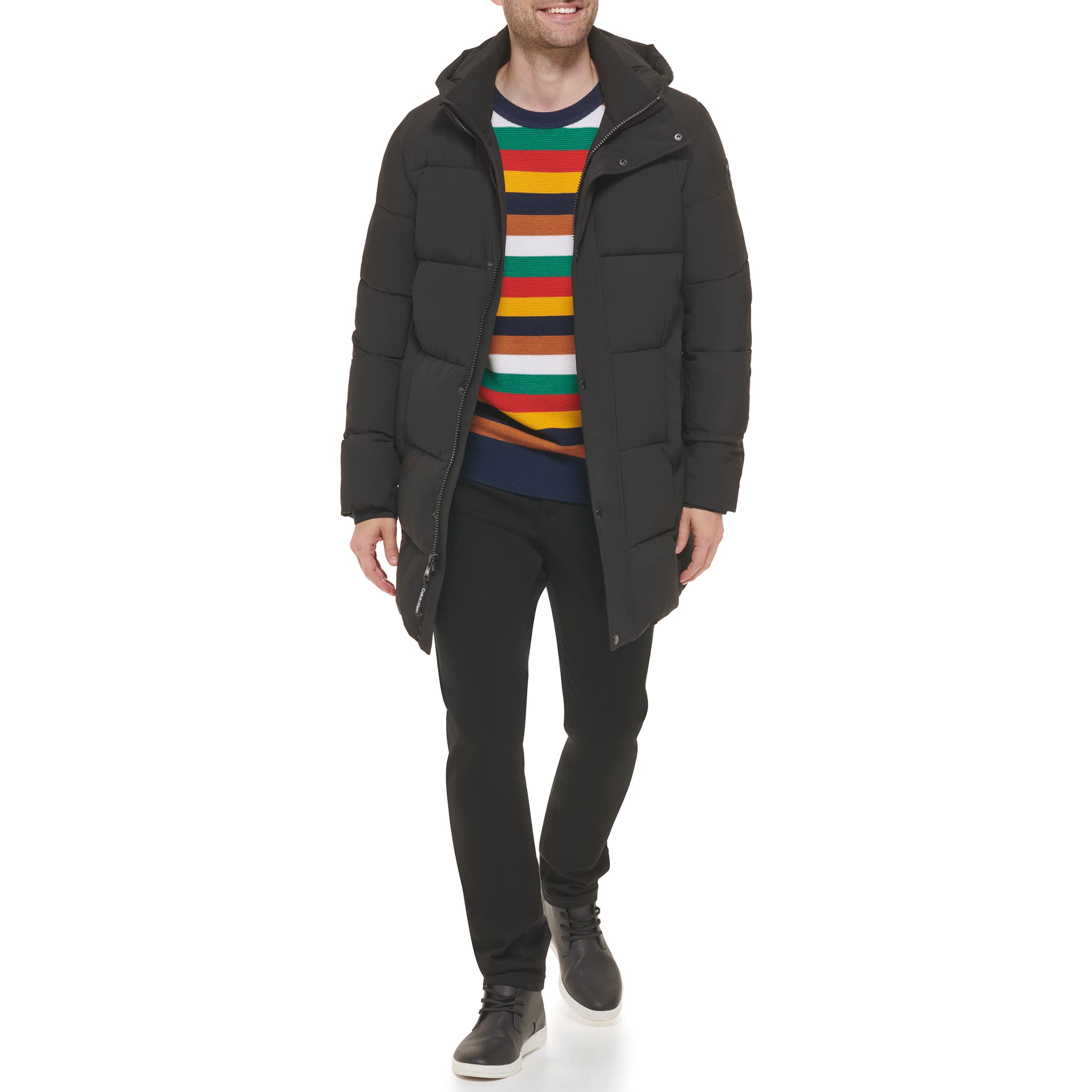 Calvin Klein Men's Modern Outdoor Stretch Puffer Jacket - Lightweight Insulated Winter Coat for Hiking, Travel & Daily Wear