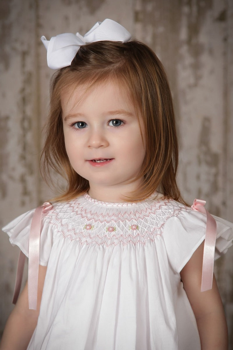Lilly Toddler Smocked Bishop Dress for Girls - Elegant Floral Embroidery Baby Church Outfit | Perfect for Baptism, Easter, Birthday & Special Occasions