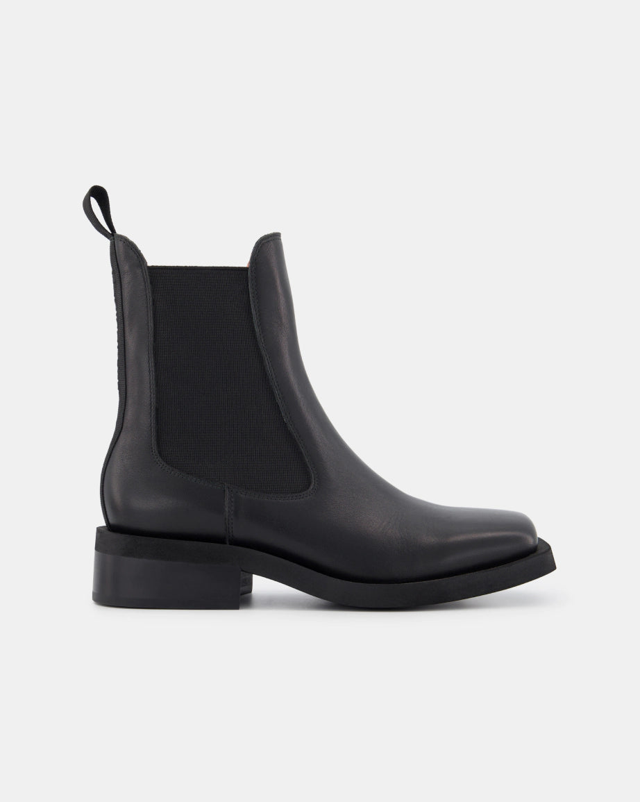 Stylish Black Tomorrow Square Toe Chelsea Boots for Women - Waterproof & Comfortable Ankle Boots for Fall/Winter Fashion, Work & Outdoor Activities