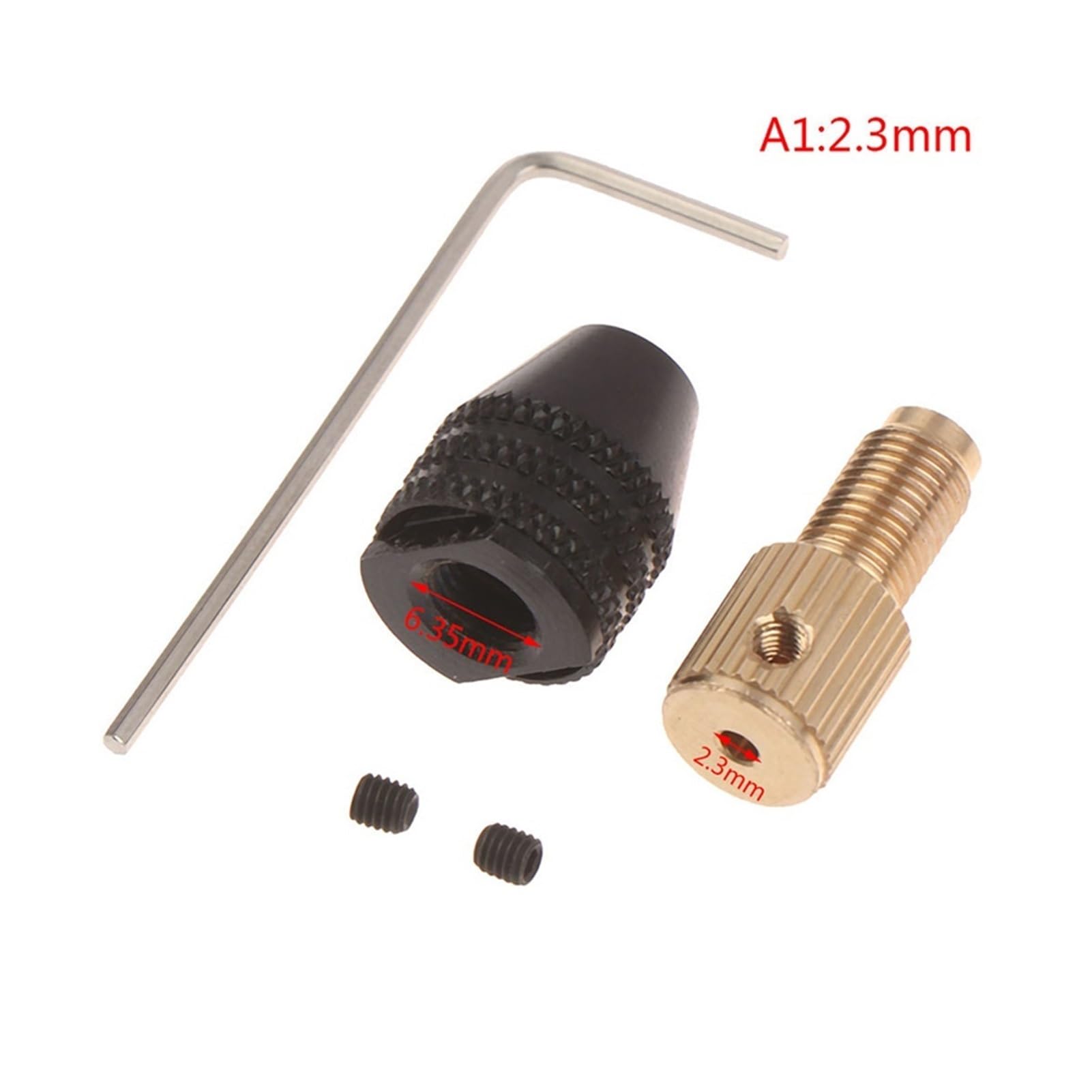 1 Set Mini Electric Motor Shaft Drill Chuck Fixture 0.5-3.2mm with Hex Adapter (2.3mm/3.17mm/5mm) - Perfect for DIY Projects, Jewelry Making & Small Precision Drilling