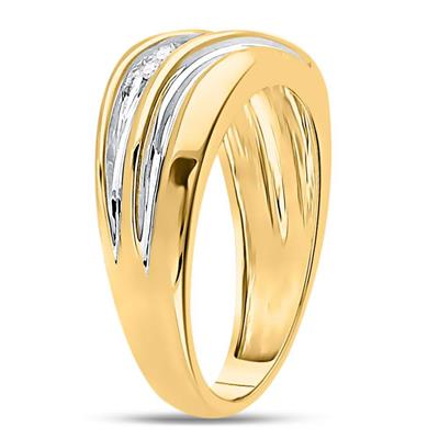 10K Gold Diamond Men's Wedding Band Ring - 1/4 CTTW Total Weight - Classic Comfort Fit Wedding Ring for Men - Perfect for Engagement, Anniversary & Special Occasions