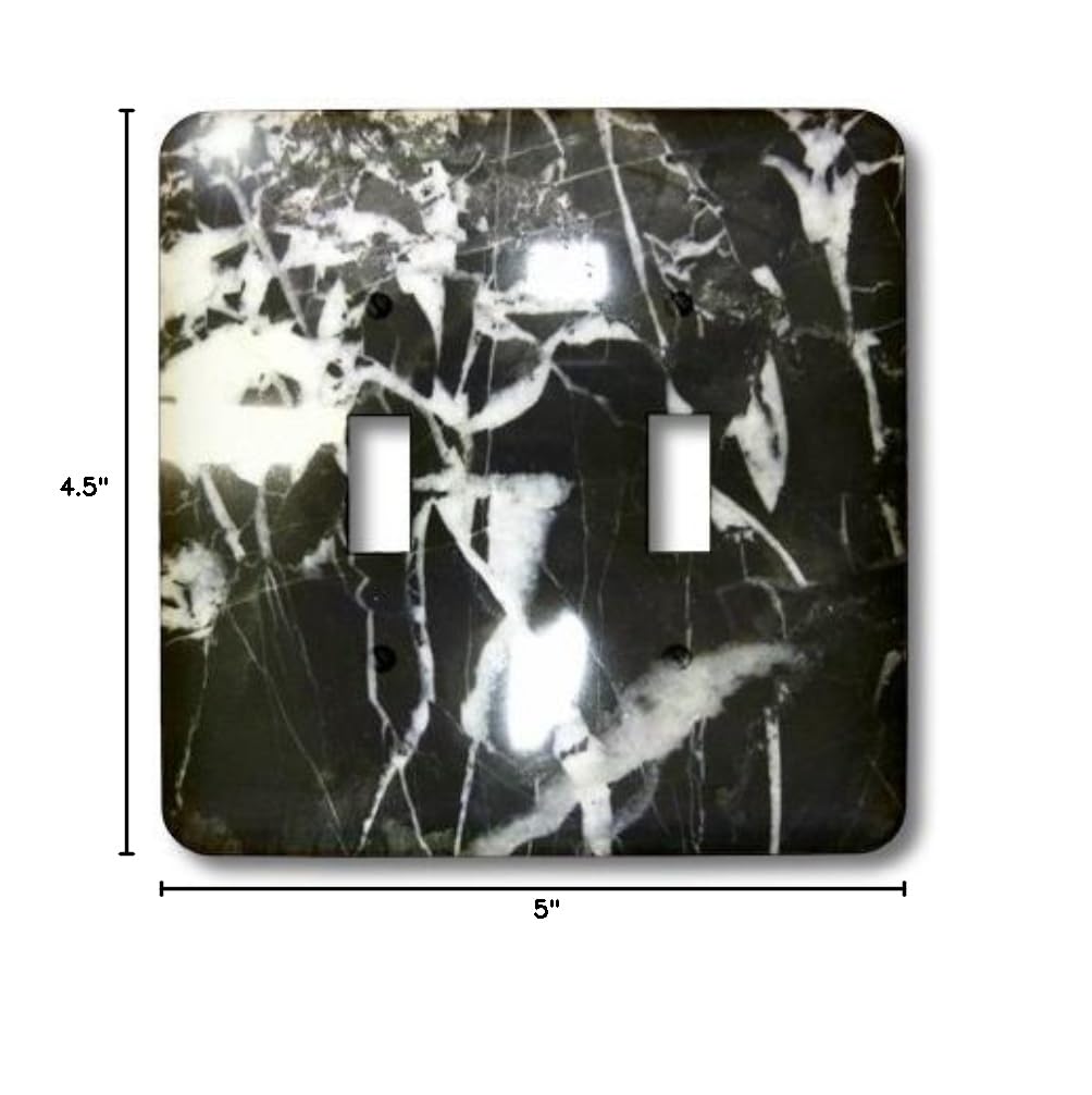 3D Rose Black and White Marble Double Toggle Switch - Stylish Wall Plate Cover for Home, Office, and Bedroom Decor