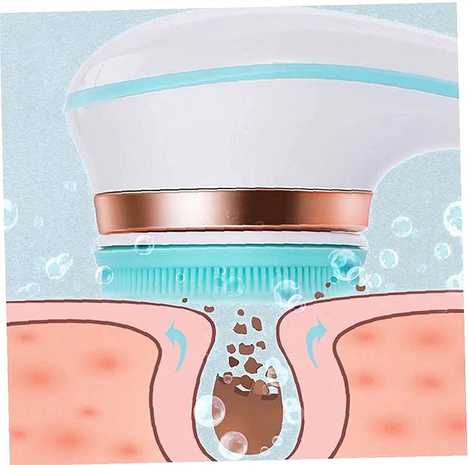 Electric Rechargeable Shower Brush with Long Handle - Waterproof Body Scrubber for Exfoliation & Cleansing | Back Scrub Brush for Men & Women | Perfect for Spa, Bath & Shower (Blue)