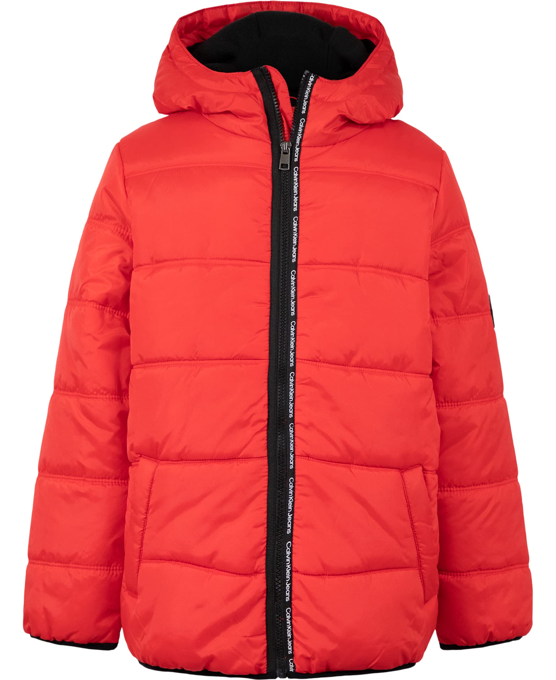 Calvin Klein Boys' Heavyweight Hooded Bubble Jacket with Polar Fleece Lining - Warm Winter Coat for Kids Outdoor Activities, School & Playtime