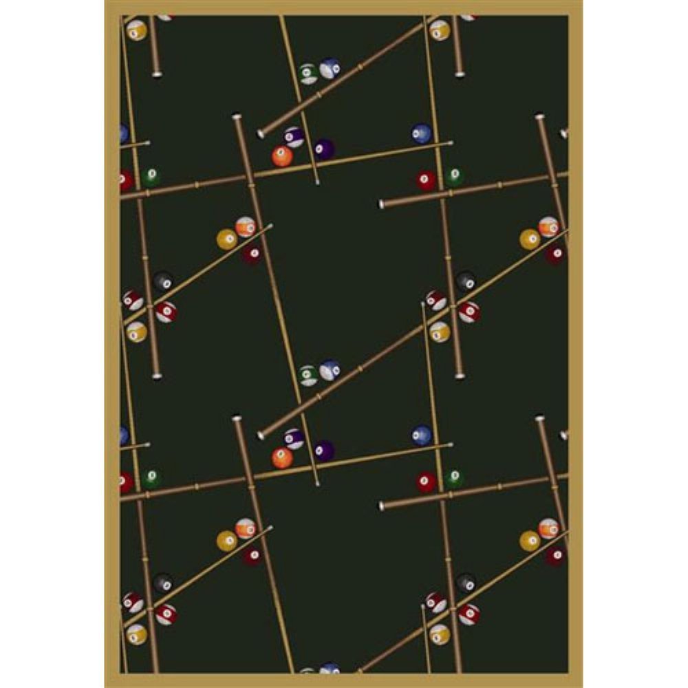 Joy Carpets Games People Play Snookered Gaming Area Rug, Emerald - Perfect for Game Rooms, Man Caves, and Family Entertainment Spaces