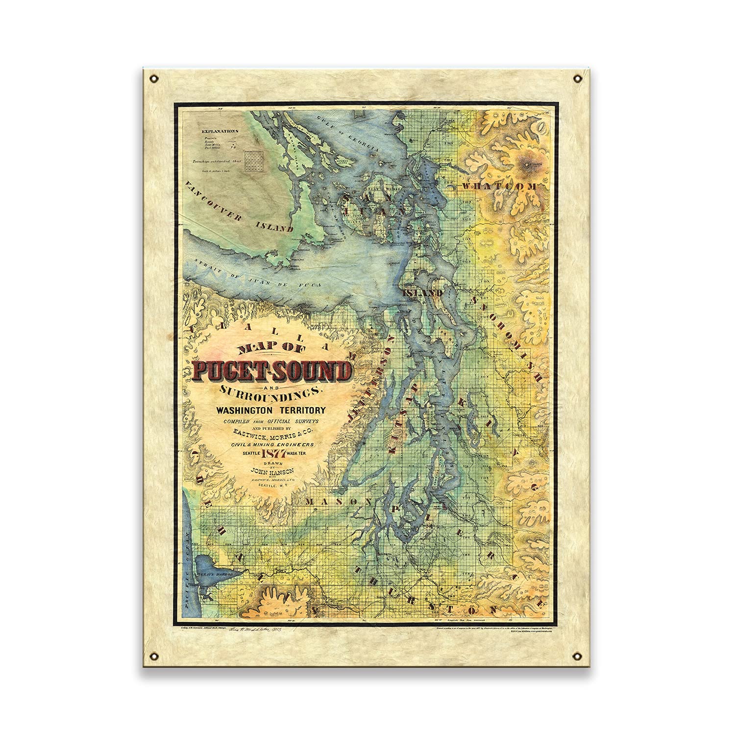 Vintage Style Puget Sound Washington Map Art - Wood or Metal Wall Decor for Living Room, Bedroom, Office - Lake House Home Decor & Unique Gift Idea - Perfect for Coastal, Rustic, or Modern Interior Design