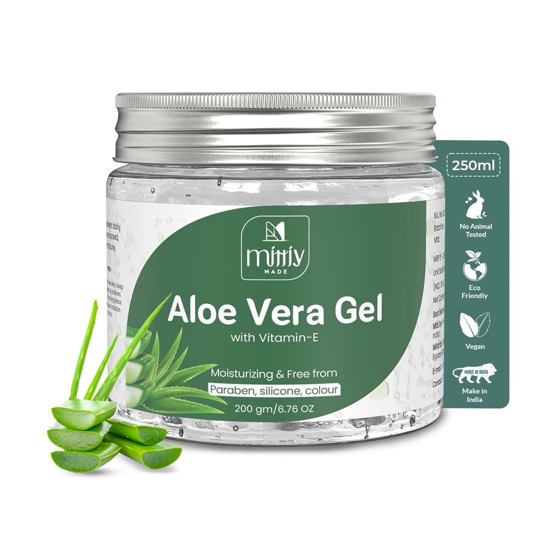 Natural Aloe Vera Gel for Face & Hair - Vitamin E Enriched Moisturizer for Women & Men | Paraben & Silicone Free | Soothing & Hydrating Skin Care | Perfect for Sunburn Relief, Hair Styling & Daily Moisturizing | 200g