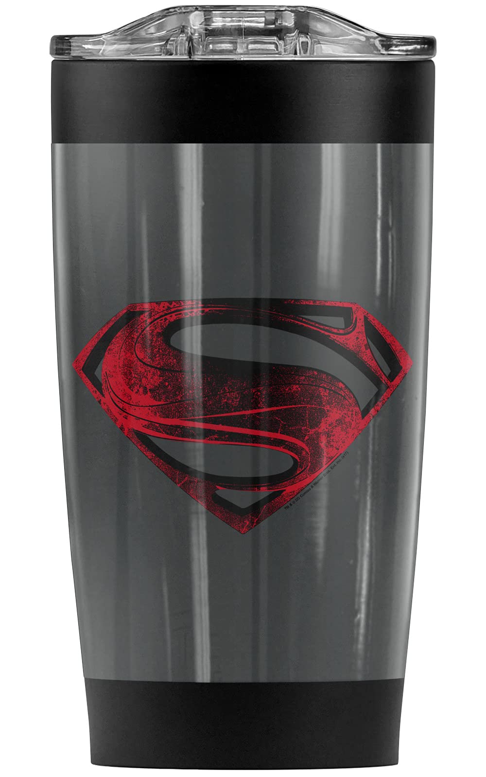 Superman Man of Steel Red and Black Glyph Stainless Steel Tumbler 20 oz - Vacuum Insulated Coffee Travel Mug with Leakproof Sliding Lid - Keeps Hot & Cold Beverages for Hours - Perfect for Office, Gym, Camping & Road Trips