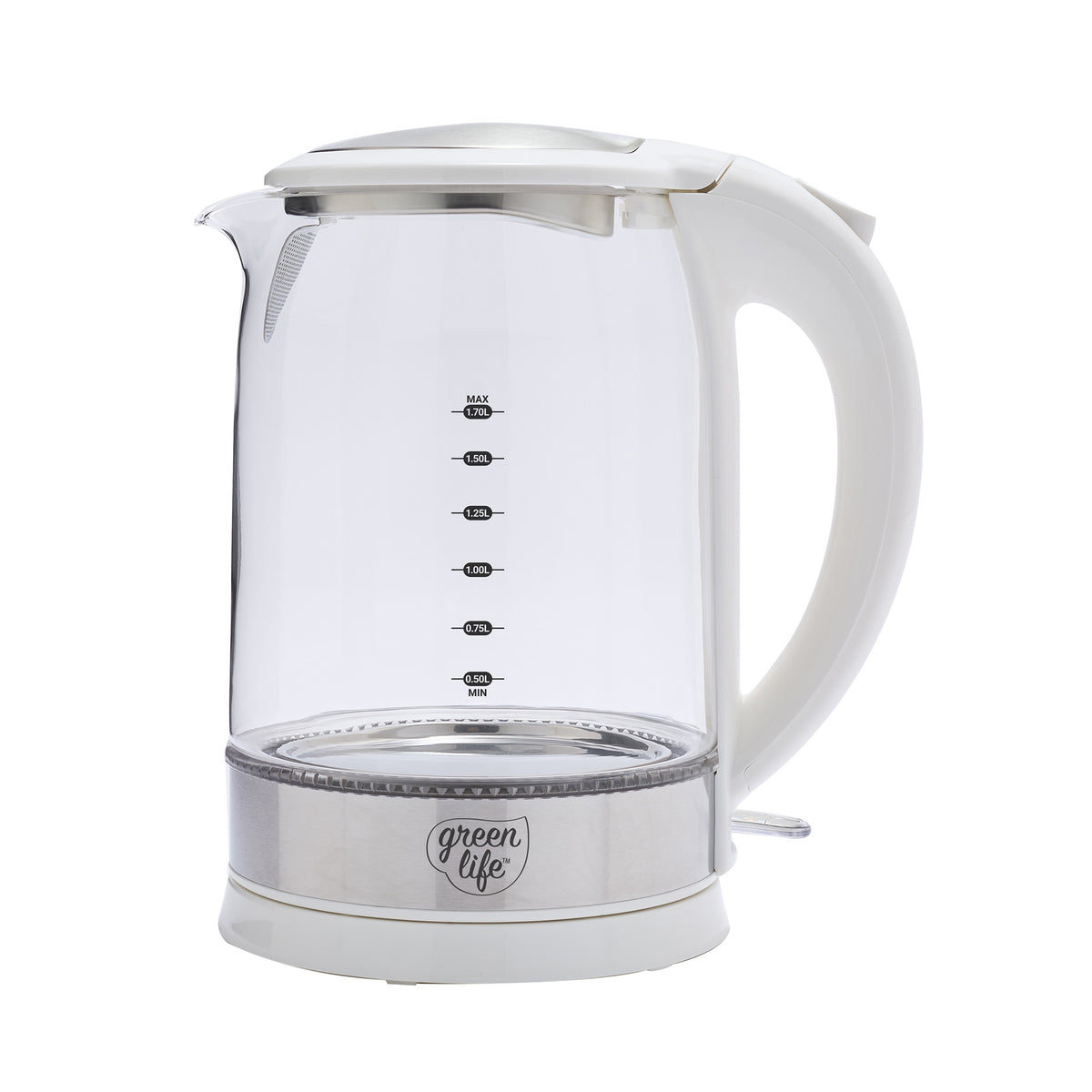 GreenLife Qwik & EZ Glass Electric Kettle - 1.7L Fast Boiling, BPA-Free, Auto Shut-Off - Perfect for Tea, Coffee & Hot Water in Home or Office