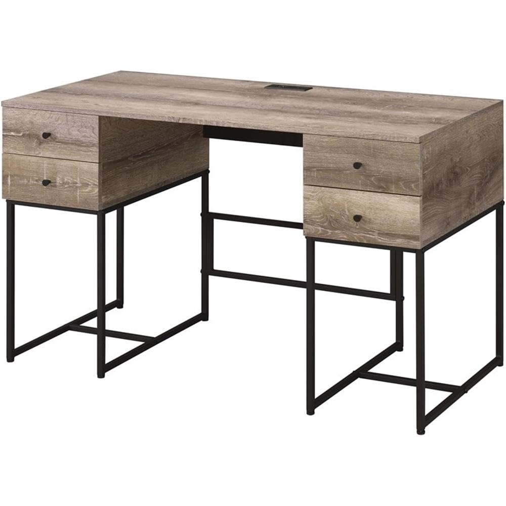 BOWERY HILL Modern Black Metal Desk - Sleek Home Office Furniture for Small Spaces & Workstations | Perfect for Remote Work & Study