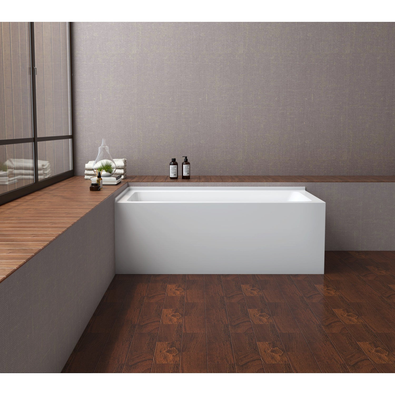Aqua Eden VTAP6030L22TS 60-Inch Acrylic Rectangular Corner Bathtub - Left Hand Drain, Glossy White - Perfect for Small Bathrooms & Spa-Like Retreats