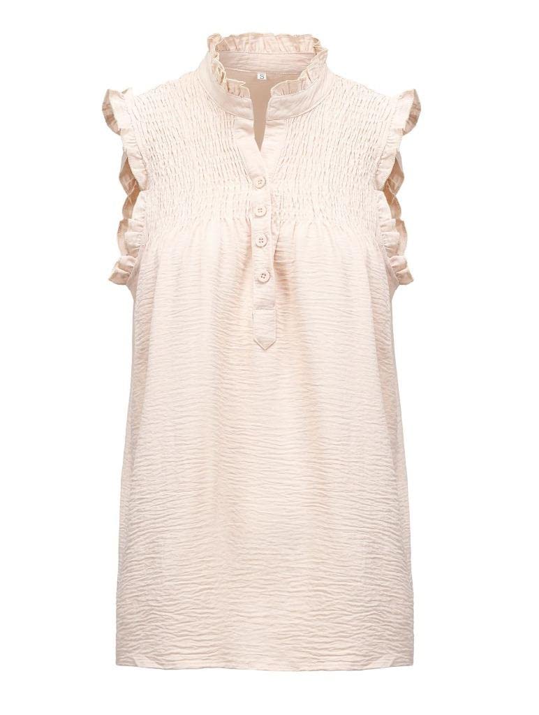 Women's V-Neck Button Down Loose Tank Top - Sleeveless Casual Shirt for Summer, Workout & Layering