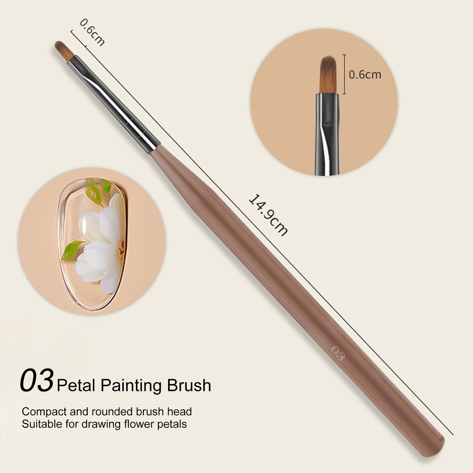 Professional Gel Nail Polish Brush with Copper Tube & Nylon Bristles - Petal Painting Brush for Manicure, Nail Art Design & Sculpting | Perfect for Salon, Home DIY & Professional Nail Artists
