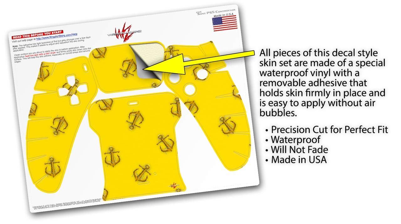 PS5 DualSense Controller Skin Wrap - Anchors Away Yellow for Gaming Protection