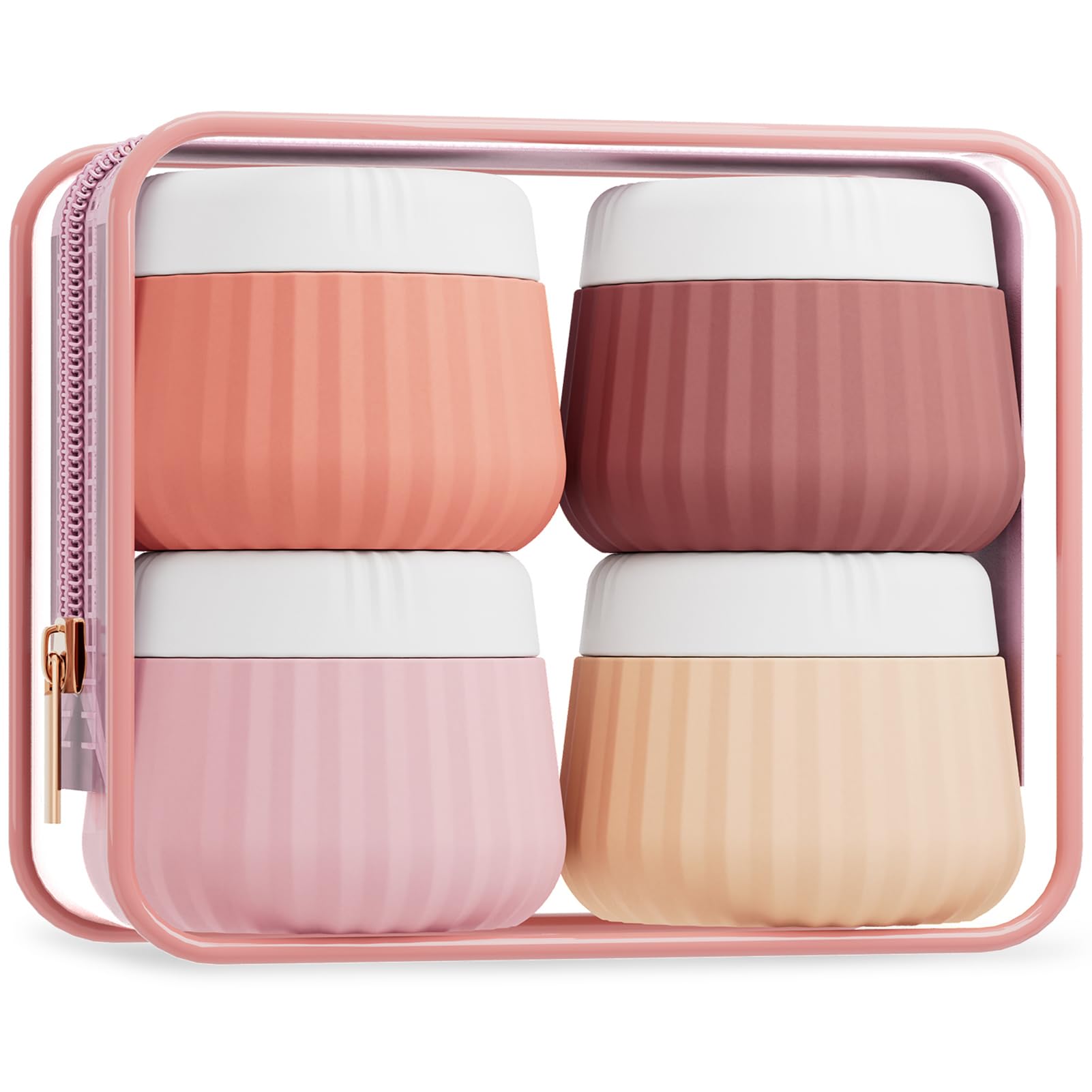 4 Pack TSA Approved Travel Size Toiletries Containers - Leak Proof Silicone Jars for Creams & Liquids | Perfect for Airplane Carry-On, Vacation Essentials & Organizing Small Items