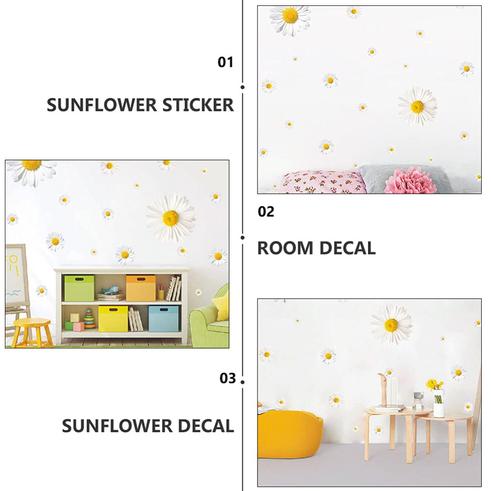 Toyvian 3D Daisy Flower Wall Stickers - Removable DIY Wall Decals for Home Decor | Bedroom, Living Room & Bathroom Wall Art | Perfect for Nursery, Wedding Backdrop & Photo Corner Decoration