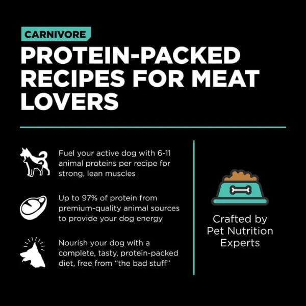 Go! Solutions Carnivore Grain-Free Dry Dog Food with Chicken, Turkey & Duck - High Protein Recipe for Active Dogs - Perfect for Large Breeds & Sensitive Stomachs - Ideal for Daily Feeding & Training Rewards