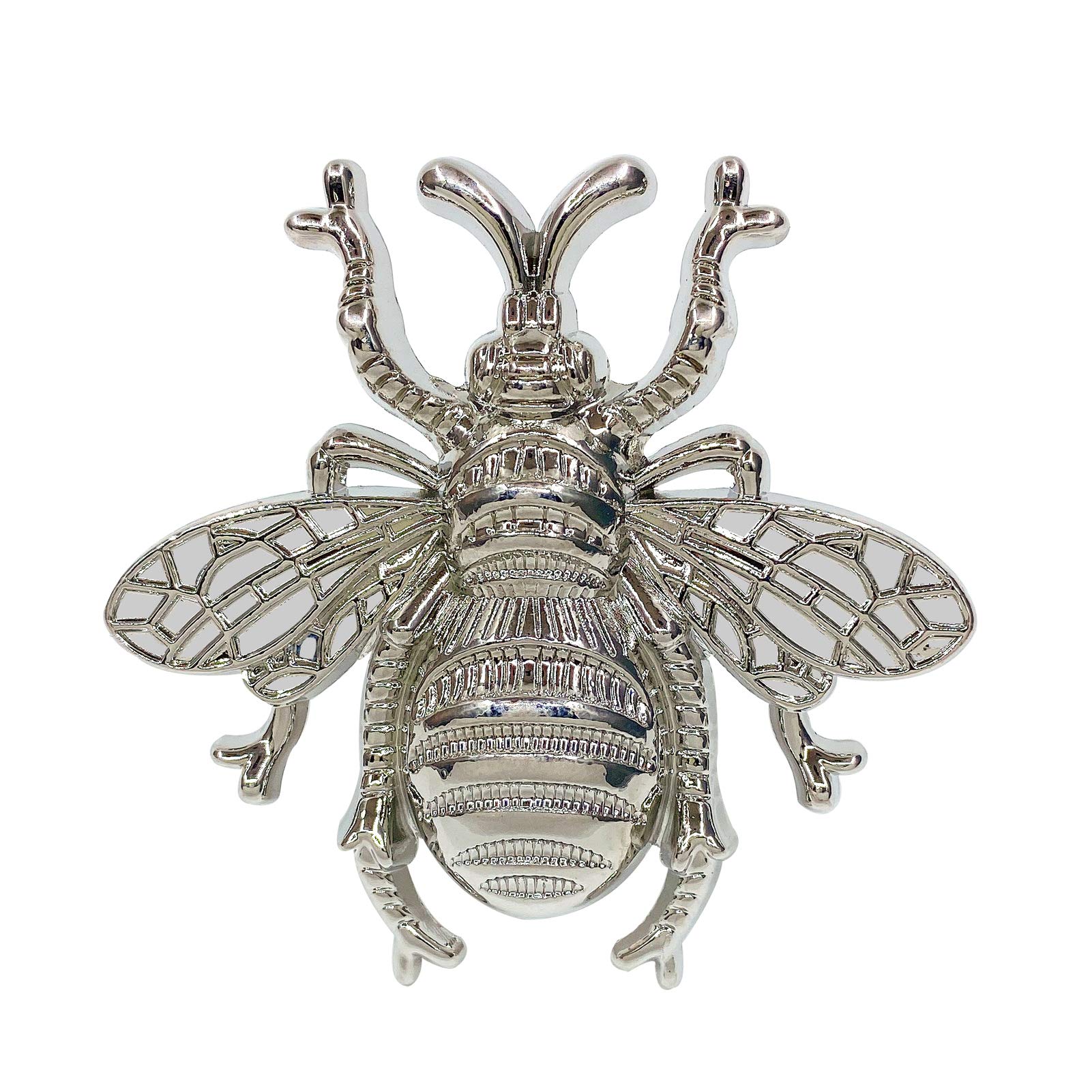 Bee Knob Drawer Pulls - Silver Cabinet Handles for Dresser, Wardrobe & Kitchen Decor - Spring Floral Garden Insect Theme (Set of 4) - Perfect for Home Renovation & DIY Furniture Upgrade