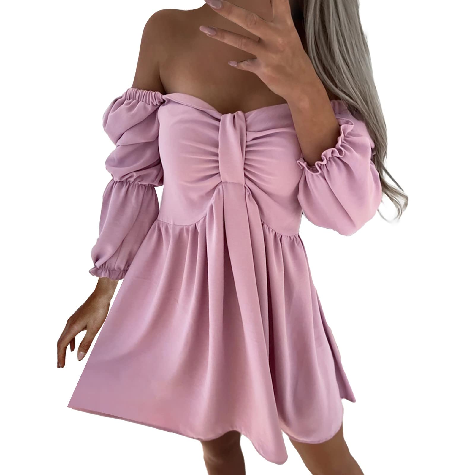 Sexy Women's Bodycon Wrap Dress - Off The Shoulder Boho Party & Evening Dress for Women | Flowy Casual Summer Dress for Club, Date Night & Vacation