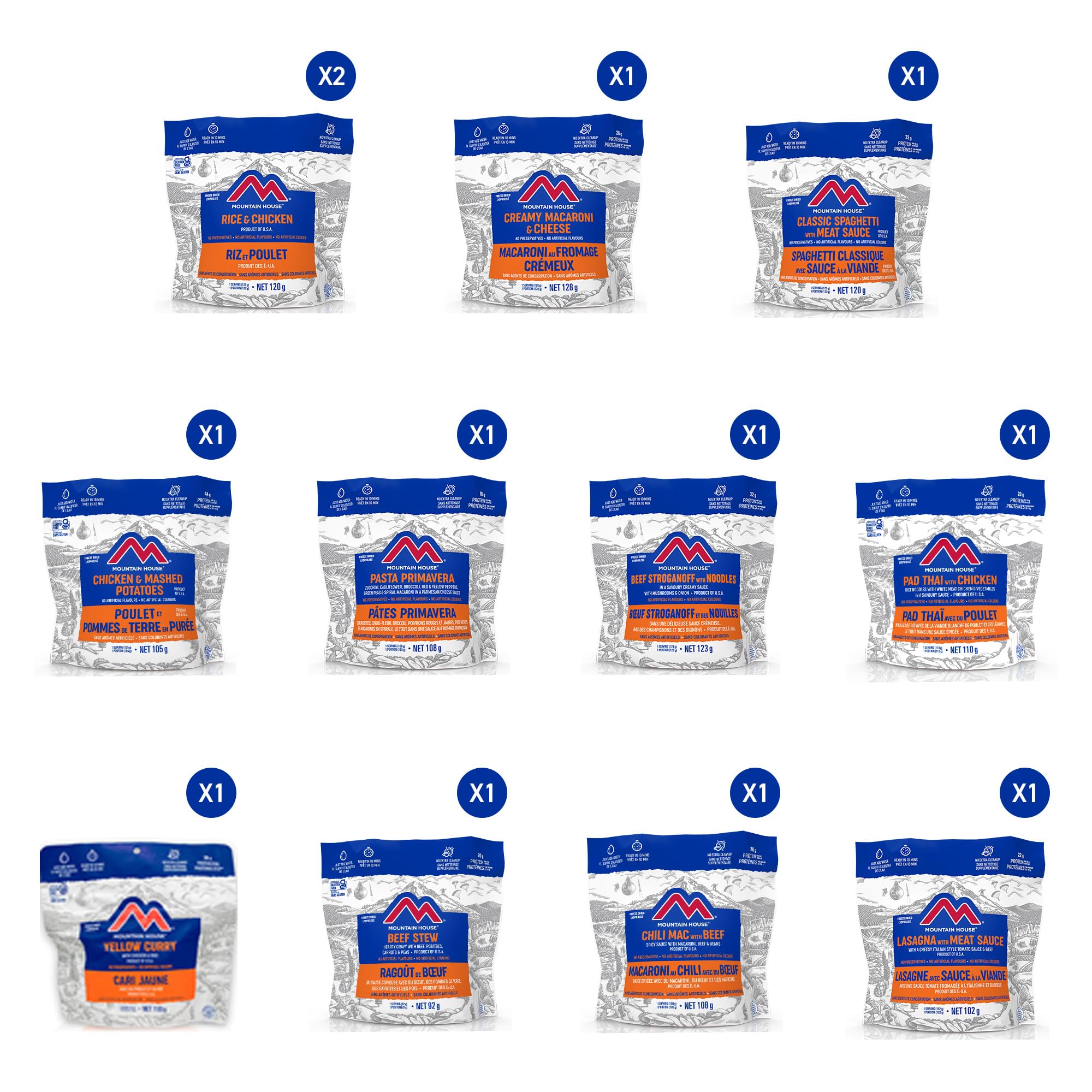 Mountain House Freeze-Dried Entree Assortment Bucket - 12 Pouches of Emergency Food & Camping Meals for Outdoor Adventures, Survival Kits & Emergency Preparedness