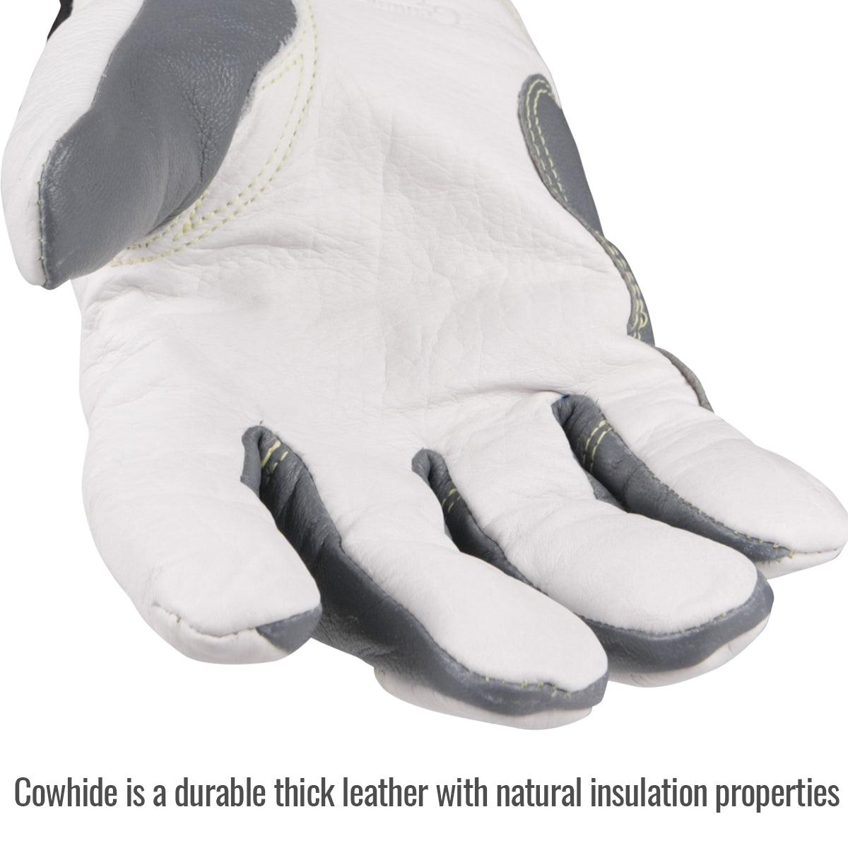 Black Stallion Cut Resistant Cowhide & FR Cotton Utility Gloves A62 - Durable Work Gloves for Construction, Welding & Heavy Duty Tasks
