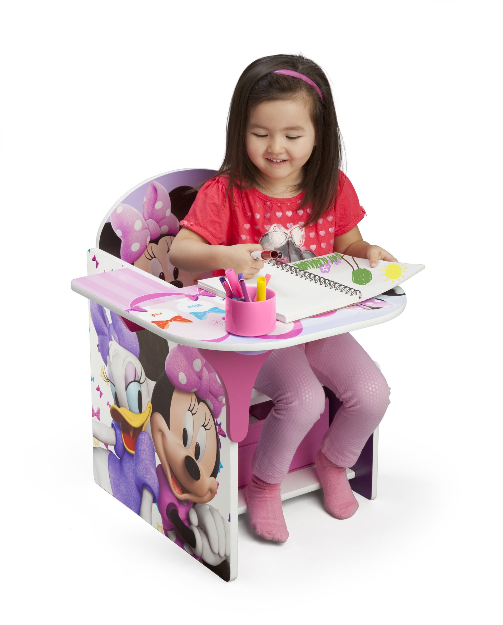 Delta Children Disney Minnie Mouse Chair Desk with Storage Bin - Kids Study Table, Playroom Furniture for Toddlers & Preschoolers - Perfect for Homework, Arts & Crafts, and Bedroom Organization