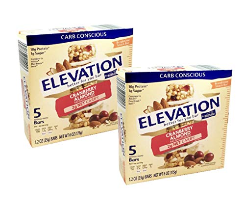 Millville Elevation Advanced Carb Conscious Cranberry Almond Protein Bars - Healthy Snack for Weight Loss & Energy - 2 Boxes (12 Bars) - Perfect for Keto Diet, Gym Workouts & On-the-Go Nutrition