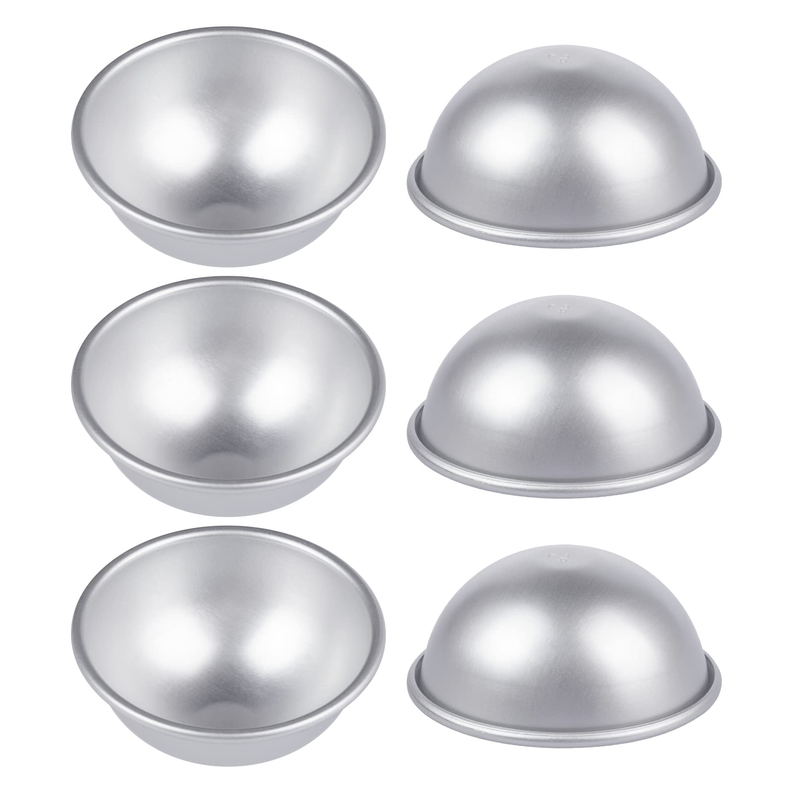 6-Piece 3D Mini Aluminum Hemisphere Pans - Half Ball Sphere Baking Molds for Bath Bombs, Cakes, Jelly, Pudding, Soap & Candy - Perfect for Chocolate Mousse, Cupcakes & DIY Desserts - Ideal for Home Baking, Party Treats & Handmade Gifts
