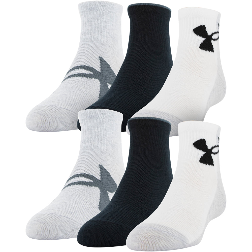 Under Armour Youth Essential Quarter Socks 6-Pack for Boys - Moisture-Wicking Athletic Socks for Running, Basketball & School Sports