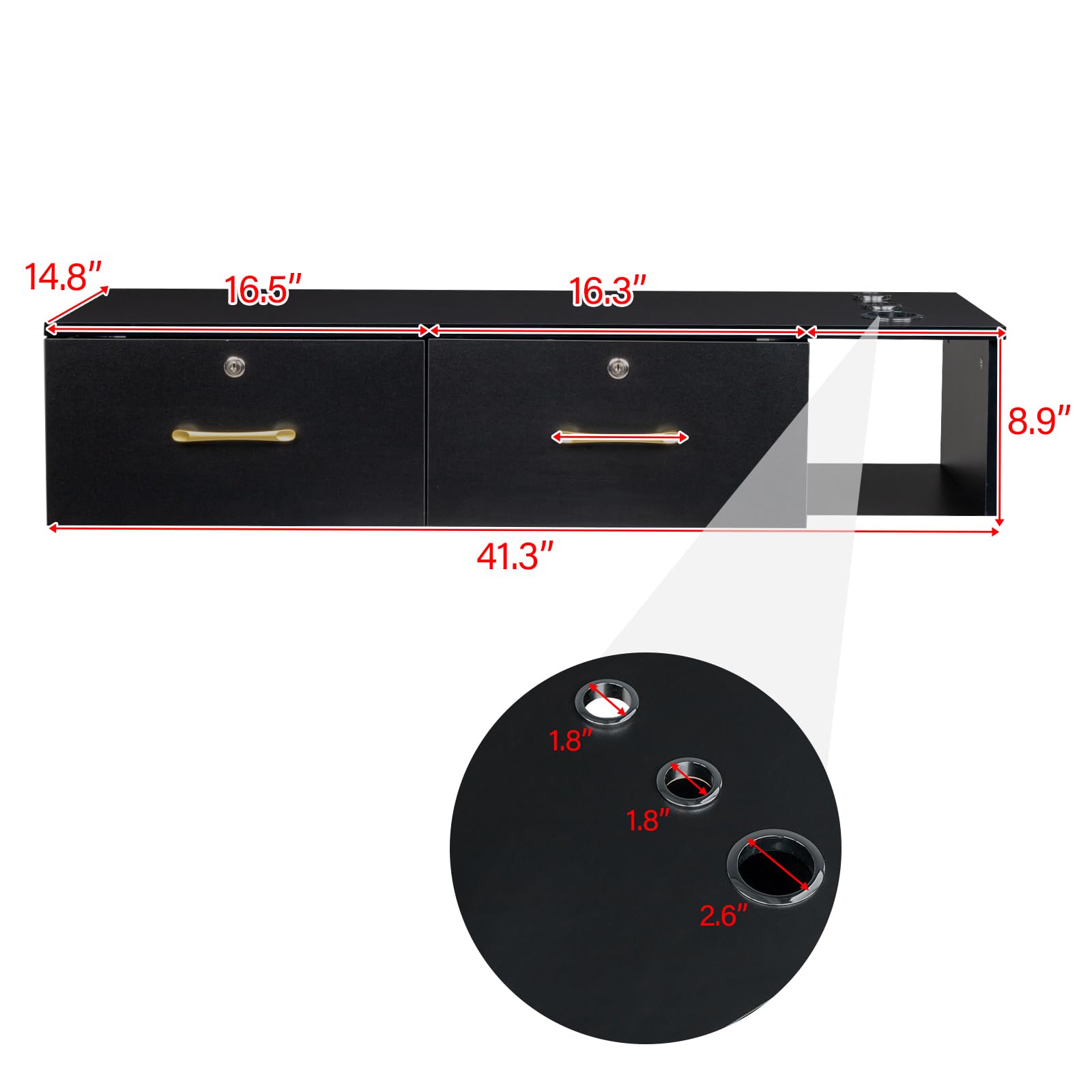 Wall Mount Salon Station with Drawers - Styling Cabinet & Open Storage for Beauty Salon & Spa - Professional Hair Stylist & Barber Equipment - Perfect for Salon Organization & Client Services