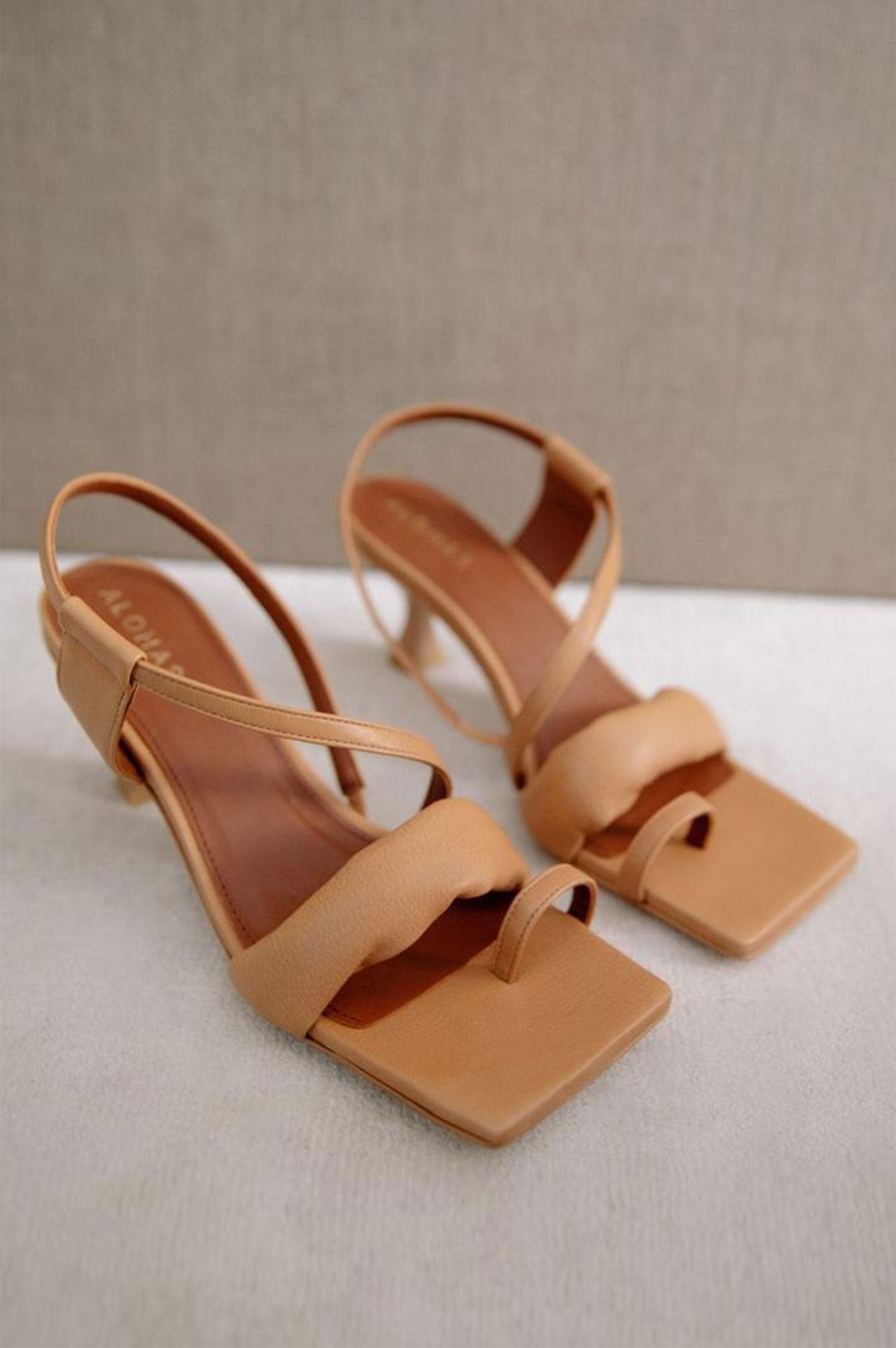 Women's Asymmetric Leather Sandals in Camel Color - Comfortable Boho Chic Slide Sandals for Summer Beach, Vacation and Casual Outfits