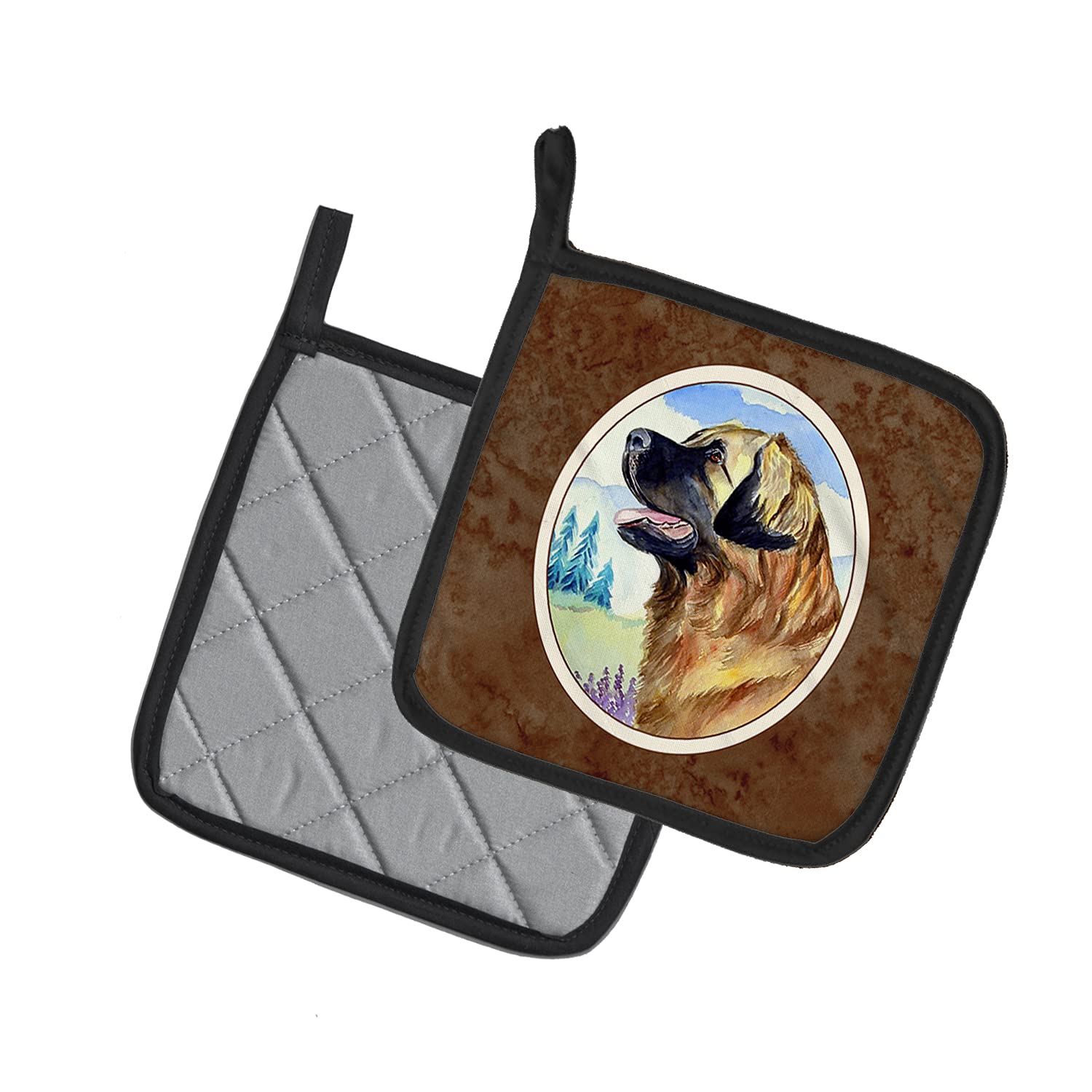 Leonberger Dog Pot Holders Set - Heat Resistant Kitchen Oven Mitts for Cooking, Baking & BBQ - 7.5