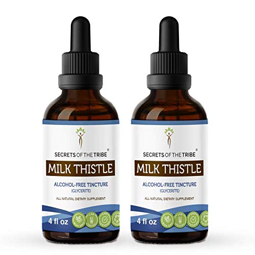 Organic Milk Thistle Tincture Alcohol-Free Extract - 2x4oz Silybum Marianum Seed Supplement for Liver Detox & Digestive Health | Herbal Remedy for Cleansing, Hangover Relief & Wellness Support