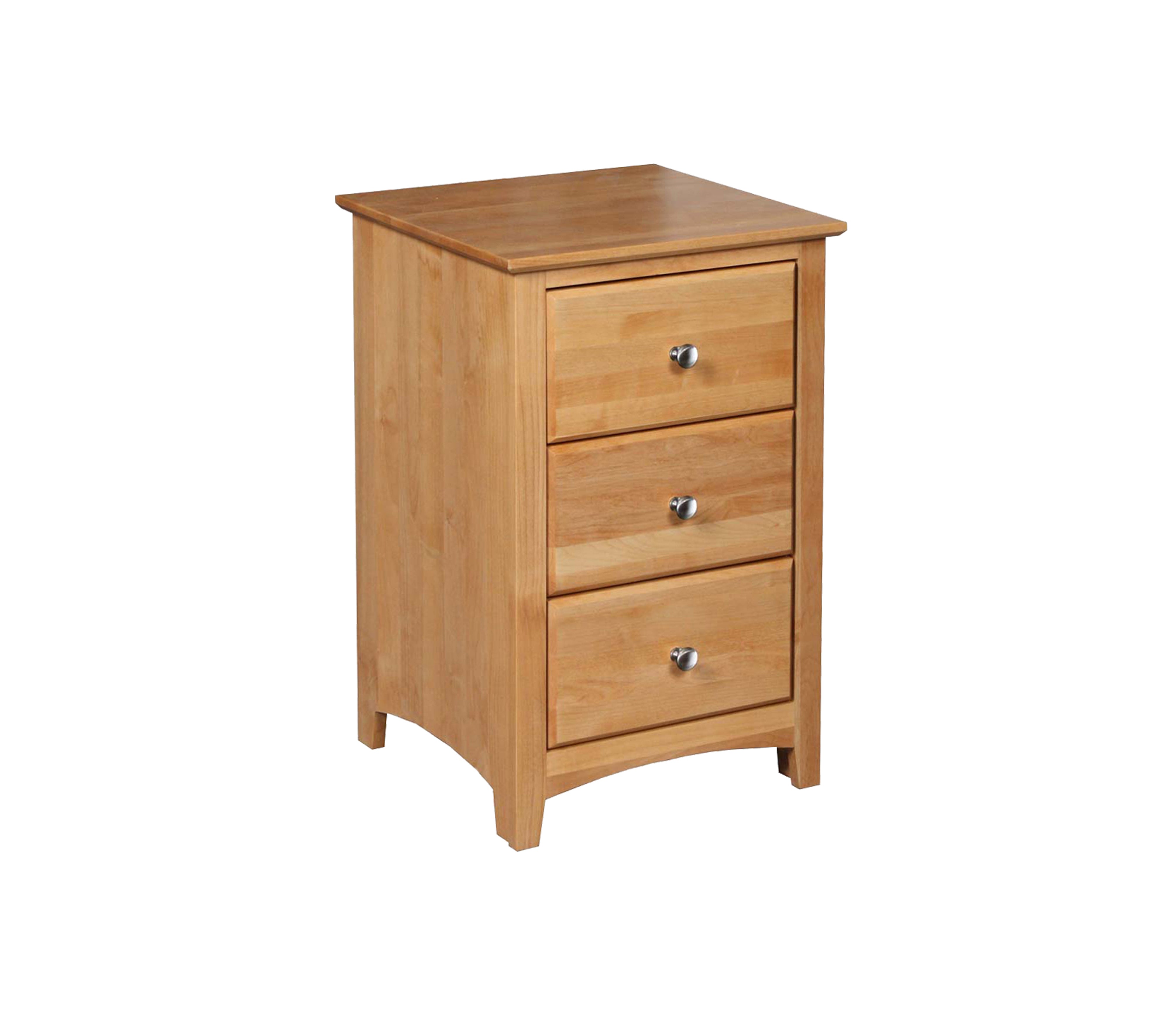 Alder Wood Shaker Style 3-Drawer Nightstand - Bedside Table for Bedroom, Living Room, or Guest Room Storage