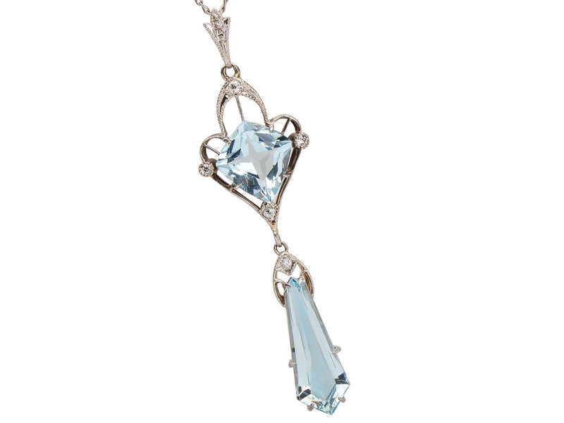 Exquisite Aquamarine & Platinum Diamond Pendant Necklace for Women | Elegant Jewelry Gift for Anniversary, Birthday & Special Occasions | Perfect for Weddings, Parties & Formal Events