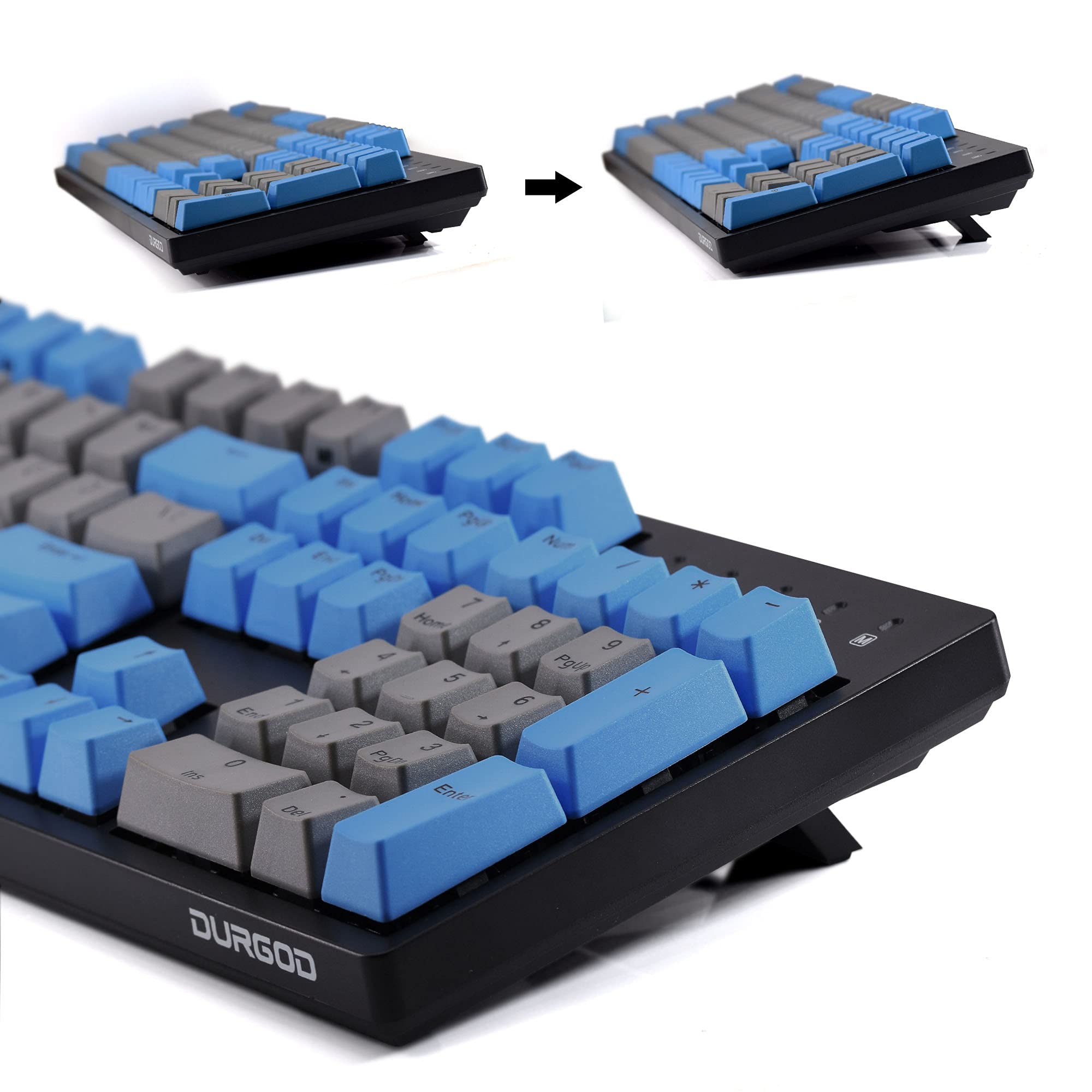 DURGOD Taurus K310 104-Key Mechanical Gaming Keyboard - Double Shot PBT Keycaps - NKRO - USB Type C (Cherry MX Blue Switches, Black, ANSI/US Layout) - Perfect for PC Gaming, Office Work & Typing Enthusiasts