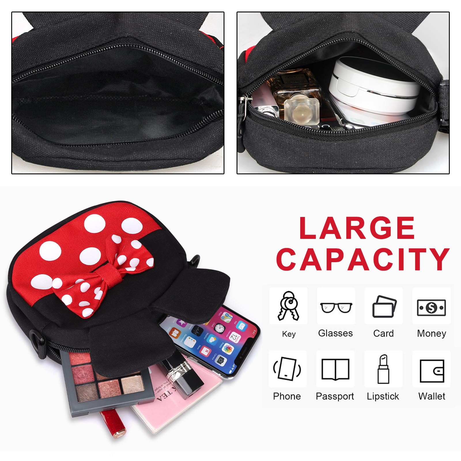 **Disney Minnie Mouse Crossbody Bag for Toddler Girls - Cute Mini Shoulder Purse with Mouse Ears - Perfect for School, Travel & Playdates**