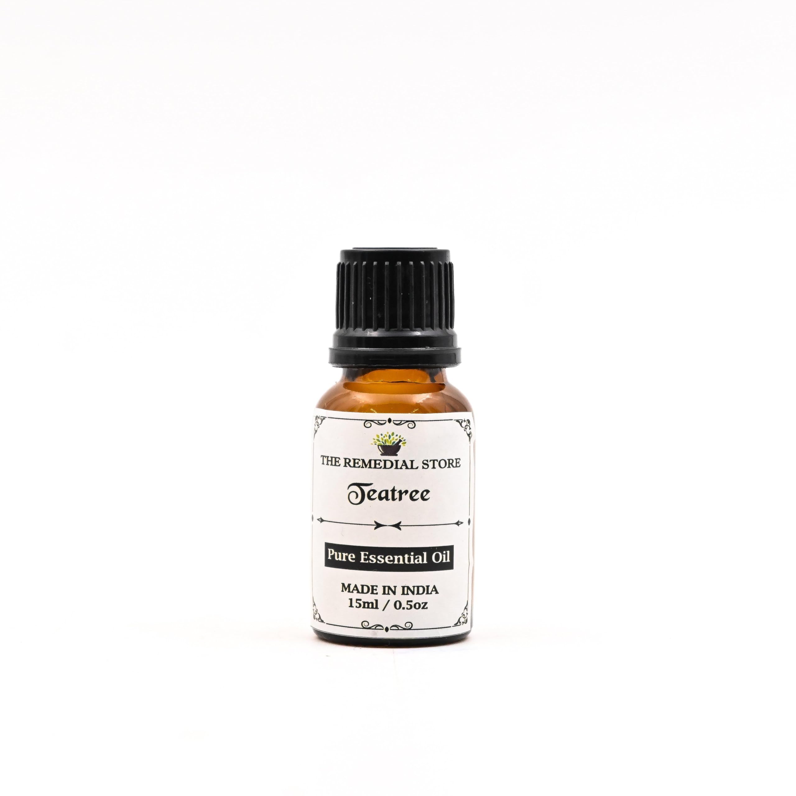 THE REMEDIAL STORE 100% Pure Tea Tree Essential Oil for Aromatherapy, Bath & Massage | Natural, Organic & Preservative-Free | Relaxation, Skin Care & Home Diffuser Use | Pack of 1