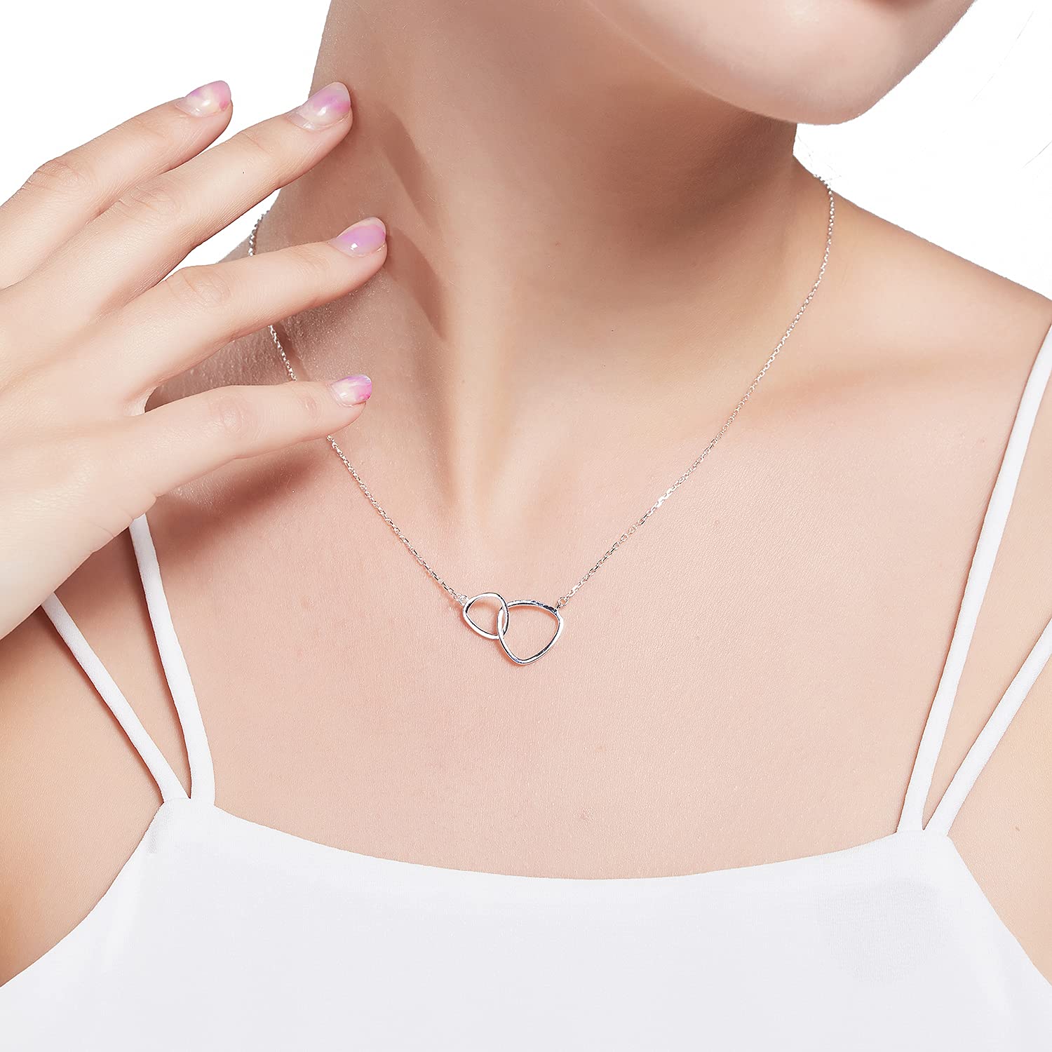 ALoveSoul Best Friends Necklace - Sterling Silver Infinity Double Triangle Pendant, Matching Friendship Jewelry for Women | Perfect Birthday Gift for Her, Sister & BFF | Ideal for Anniversaries, Valentine's Day & Special Occasions