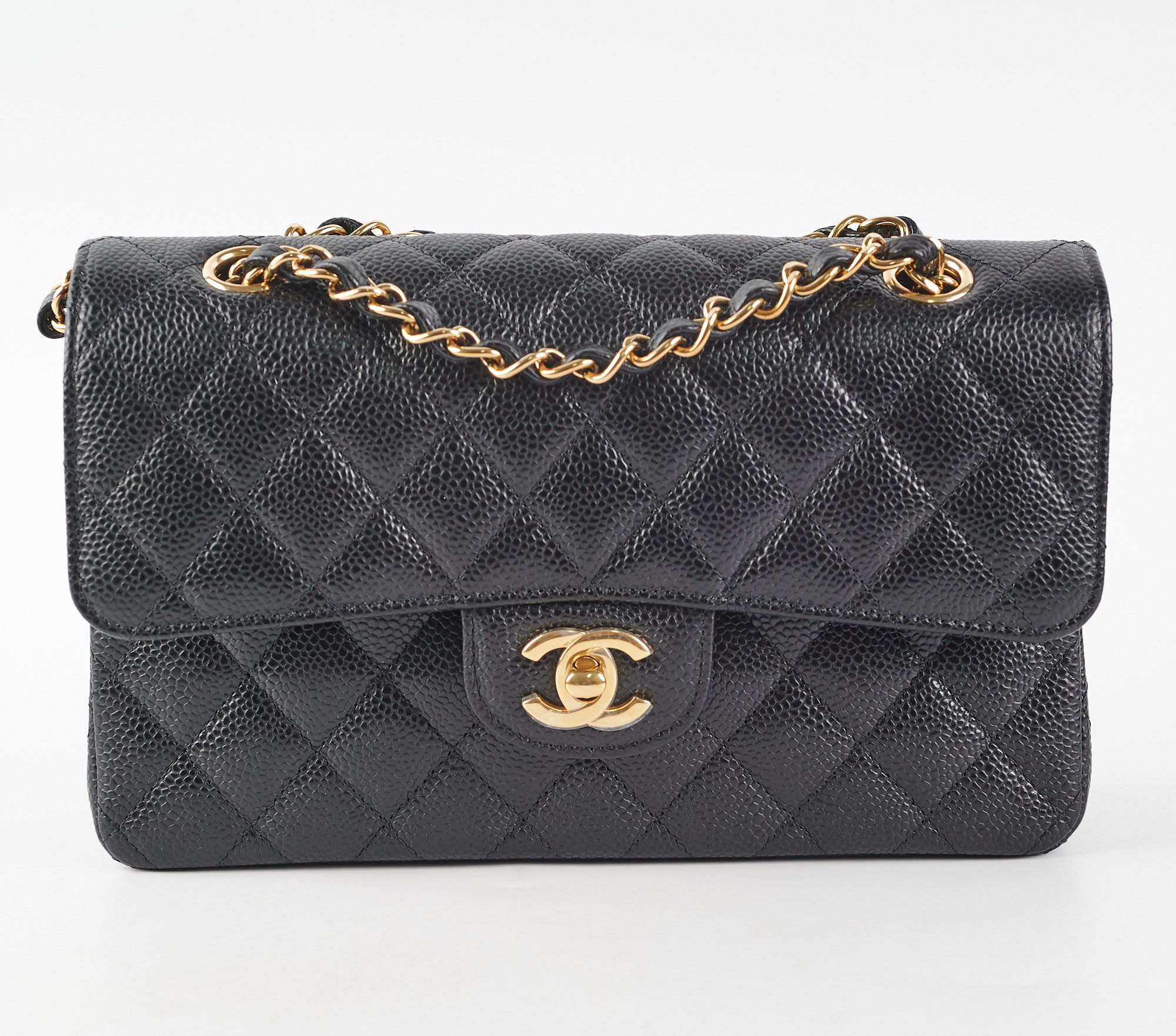 Chanel Small Caviar Classic Double Flap Bag with Gold Hardware - Authentic Black Leather Handbag (Microchipped, October 2022) | Luxury Crossbody Purse for Women, Perfect for Evening Events & Special Occasions