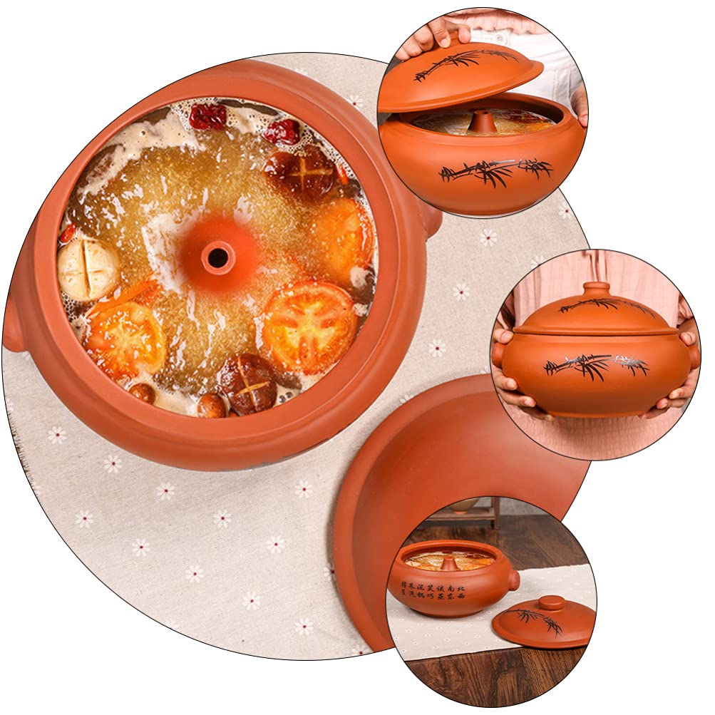 DOITOOL 1-Piece Ceramic Casserole Dish - Oven Safe Cooking Pot, Steaming & Stewing Pot for Kitchen, Ceramic Soup Pot with Lid - Perfect for Slow Cooking, Baking, and Serving Dishes