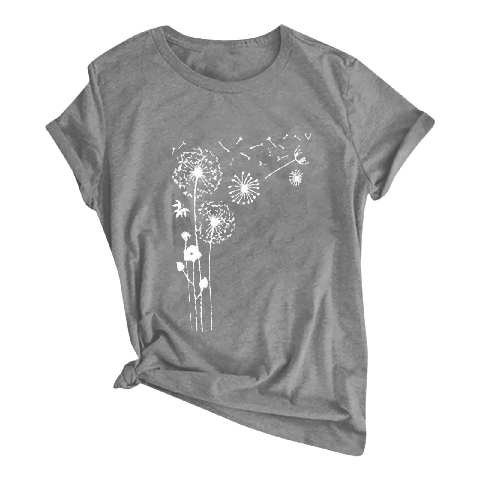 Women's Floral Printed Summer Tops - Loose Fit Casual Short Sleeve Round Neck Tunic Blouse for Beach, Vacation & Everyday Wear